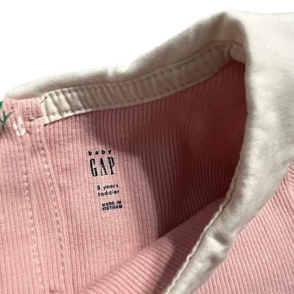 Baby Gap Sz 3 Pink Ribbed Floral Collared Shirt - Picture 4 of 4